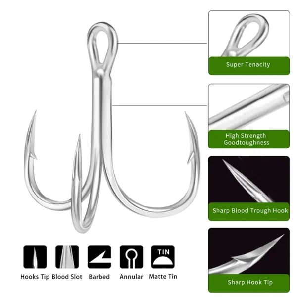 Treble Hooks Saltwater Fishing Hooks High-Carbon Steel Fishhooks - Image 4