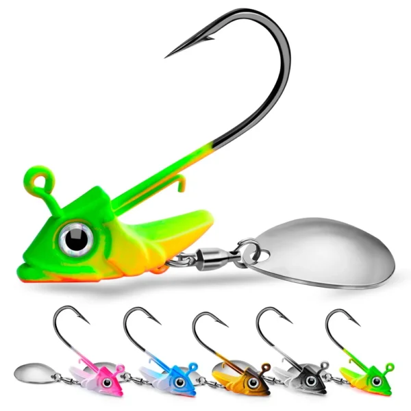 1pc Jig Head Fishing Lures Sinking Rotating Sequin Metal Spoons Fishing Hooks