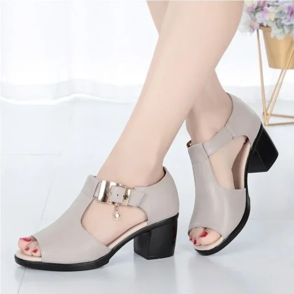 Women Summer Buckle High Heels Walking Shoes - Image 4