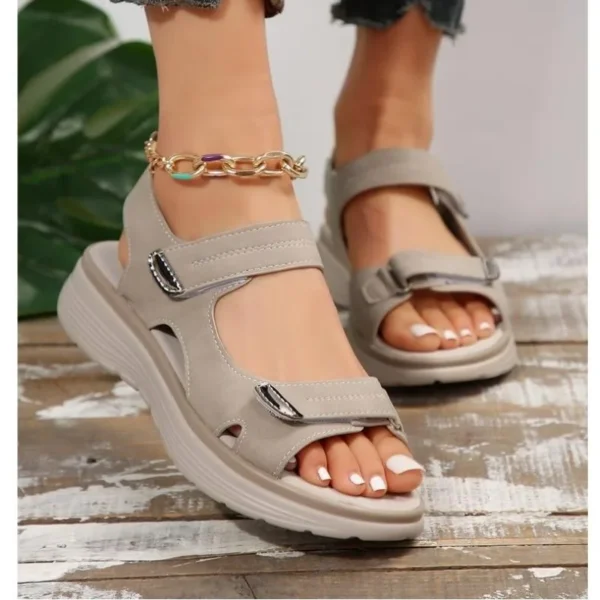 Hook Loop Sandals Women Summer Leather Shoes - Image 2