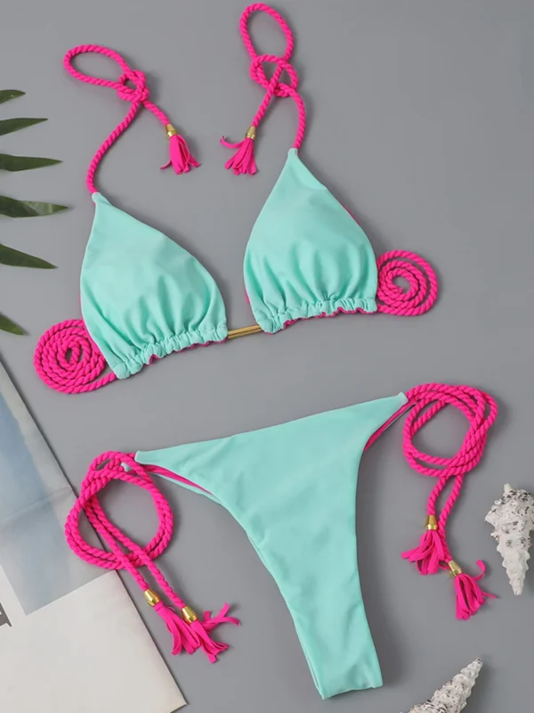 Bikini Women Sexy Brazilian Swimsuit Tie Side Thong Swimwear - Image 2
