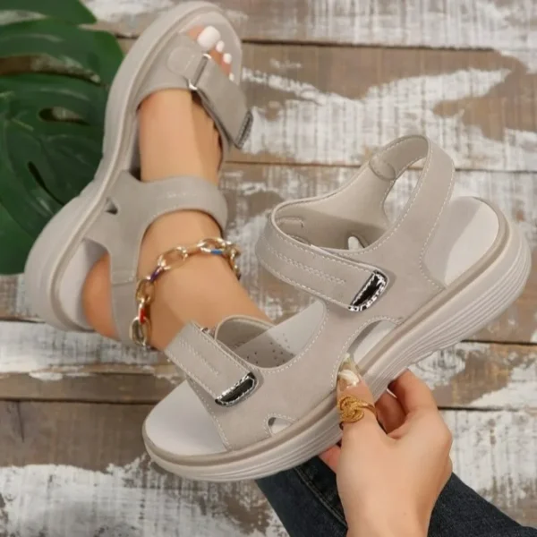 Hook Loop Sandals Women Summer Leather Shoes - Image 4