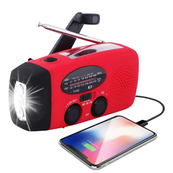 New Solar Hand Crank Powered Camping Light With AM/FM Radio Outdoor USB Charging