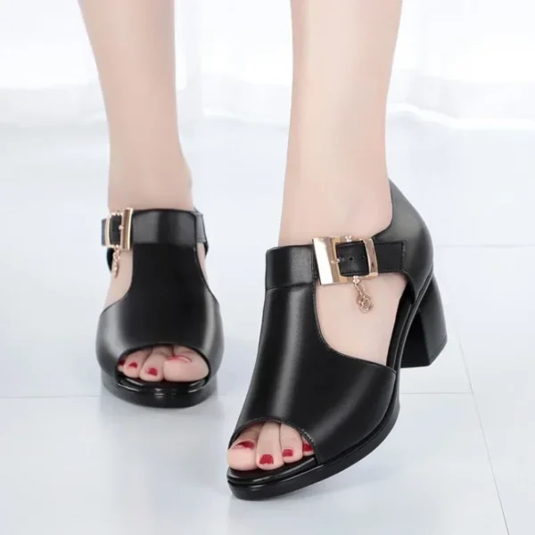 Women Summer Buckle High Heels Walking Shoes - Image 5