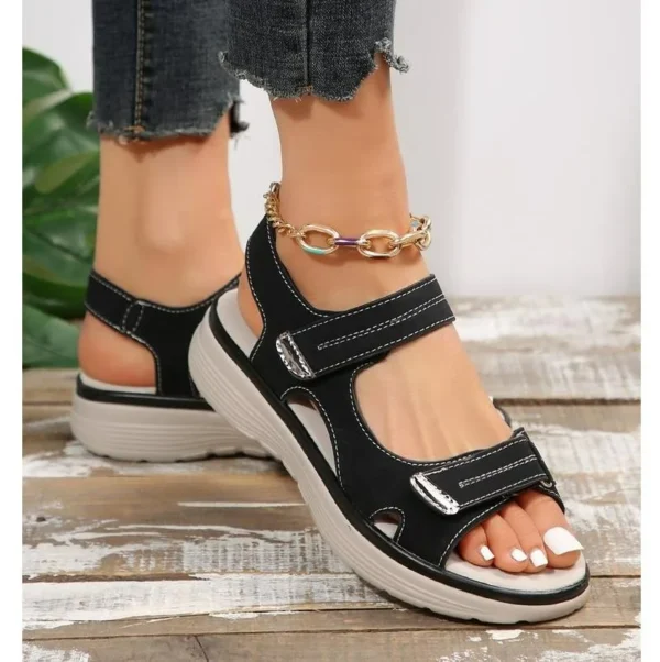 Hook Loop Sandals Women Summer Leather Shoes - Image 5