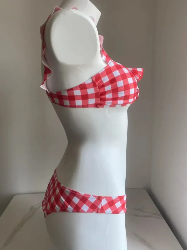 Korea Ruffle Bikinis Sexy Swimwear Women Plaid Bath suit - Image 3