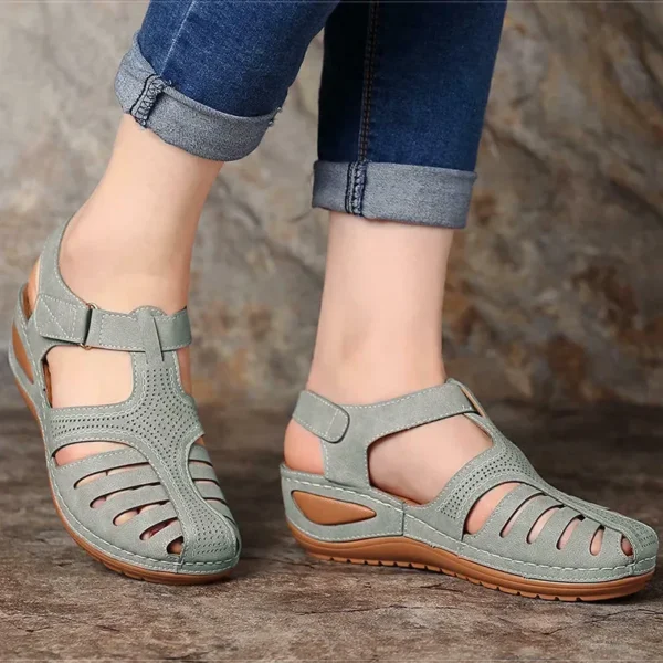 Womens Wedge Sandals Ankle Straps Summer Footwear - Image 5
